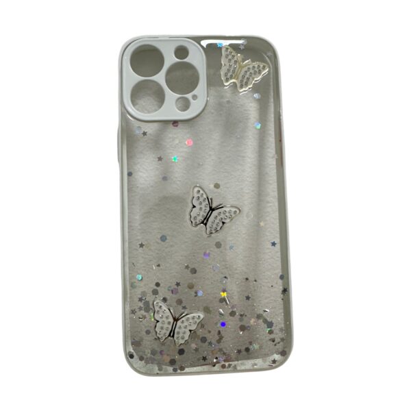Case transparente blanco con mariposas Iphone 13 pro max