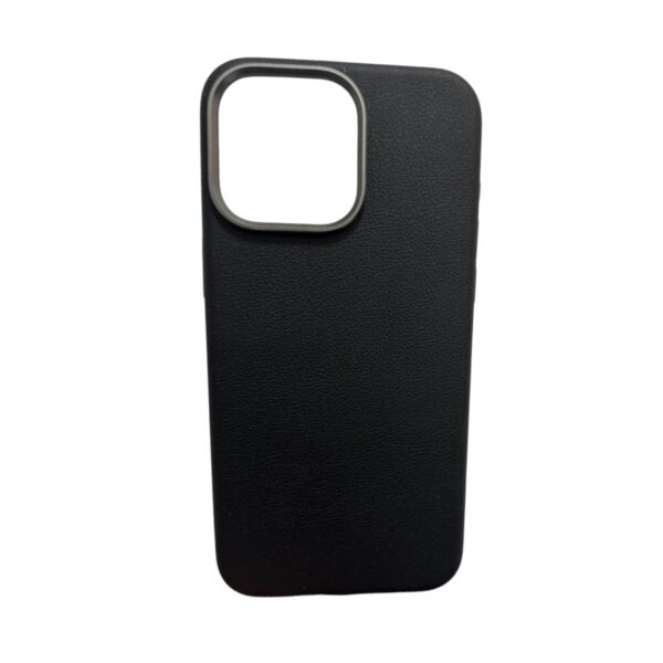 Case cuero gris y negro iPhone 15 pro