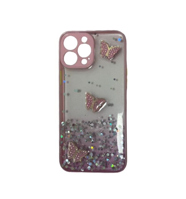 Case transparente rosa con mariposas iphone 12 pro max
