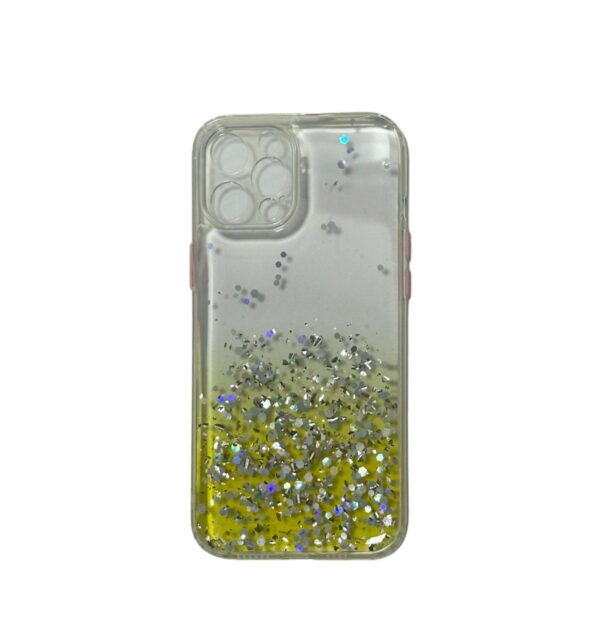Case transparente amarillo con escarcha iphone 12 pro max