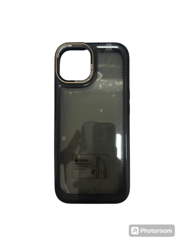 Case transparente negro y dorado iphone 15