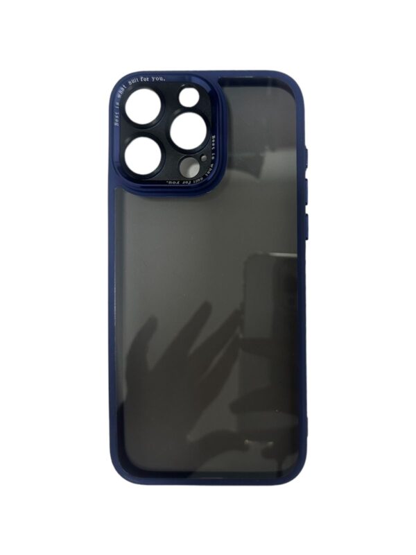 Case transparente oscuro con azul iphone 15 pro max