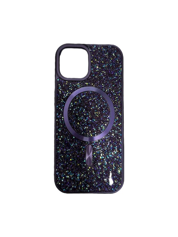 Case magsafe morado de diamantes iphone 15