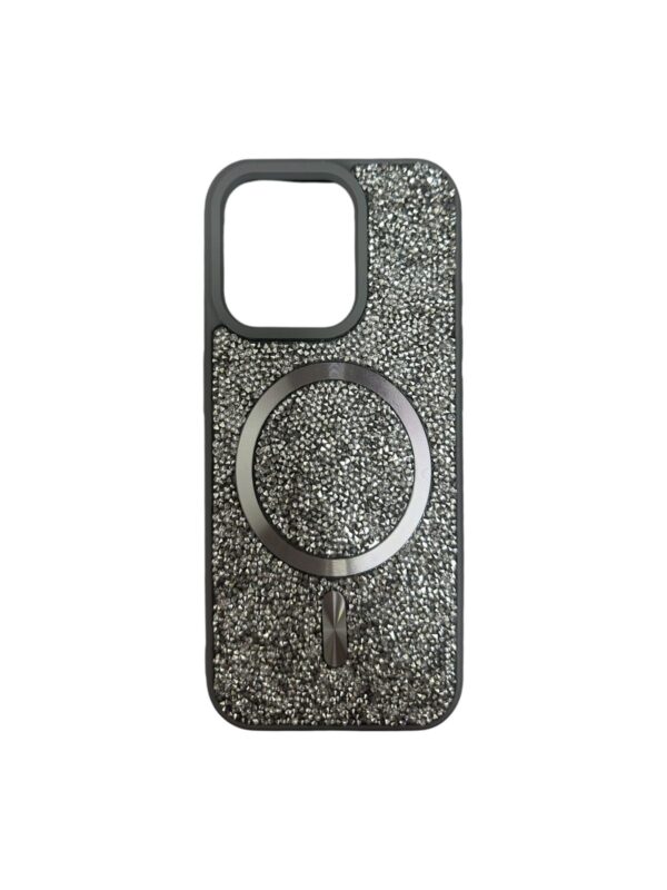 Case magsafe plateado de diamantes iphone 13